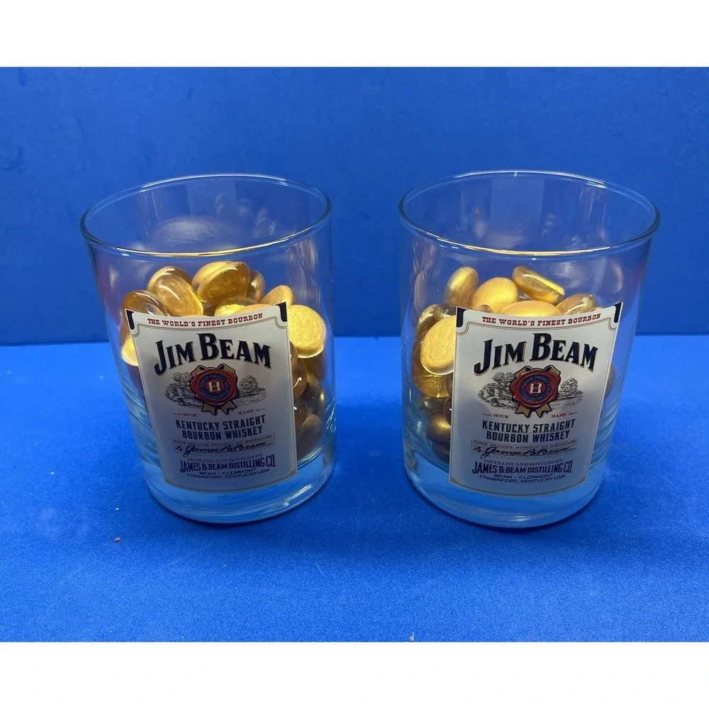 Jim Beam Kentucky Straight Bourbon Whiskey Rocks Glasses; Set of 2